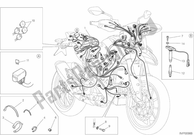 Todas as partes de Chicote De Fiação do Ducati Hypermotard 939 SP USA 2017